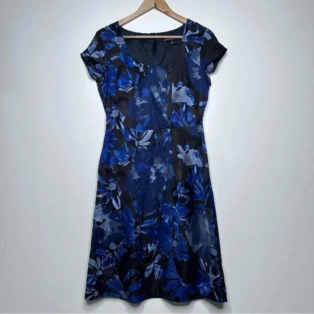 Banana Republic Mad Men Collection Blue Begonia Dress Size 4 - Picture 4 of 16